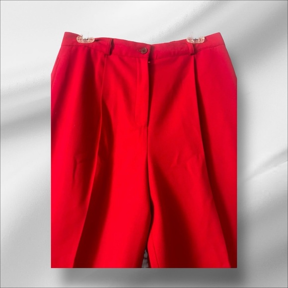 Hillary Charles Red S 12 Trouser Pant High Waist Wide leg Holiday Women Coquette - Picture 3 of 7